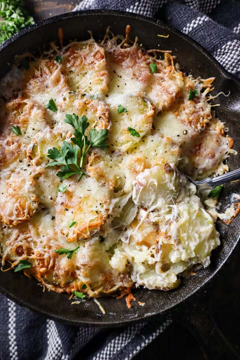 Asiago, Mozzarella, and Parmesan Scalloped Potatoes