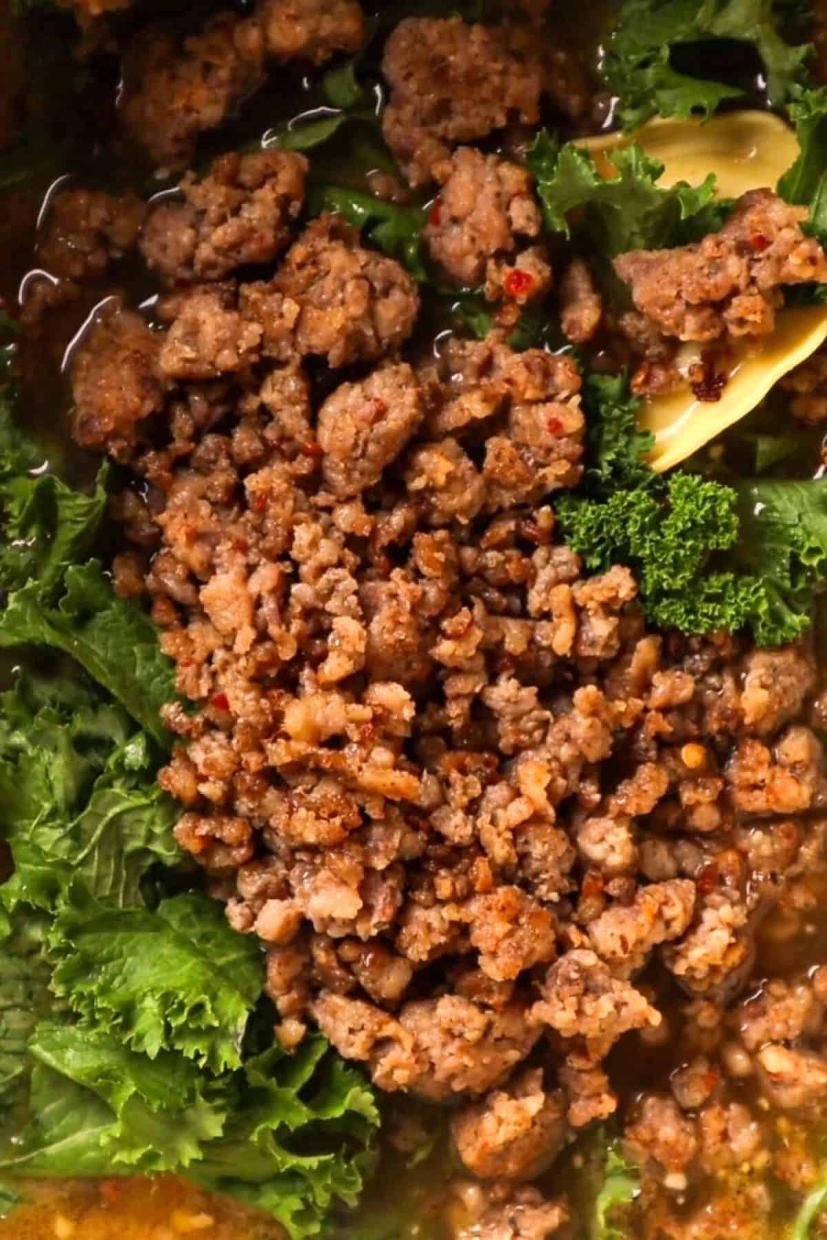 ground sausage and kale