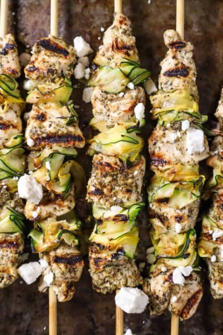 grilled chicken and zucchini kebabs
