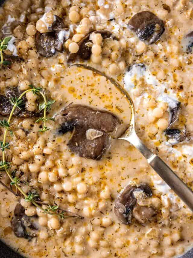 Creamy Mushroom & Pearl Couscous Soup Must Love Garlic