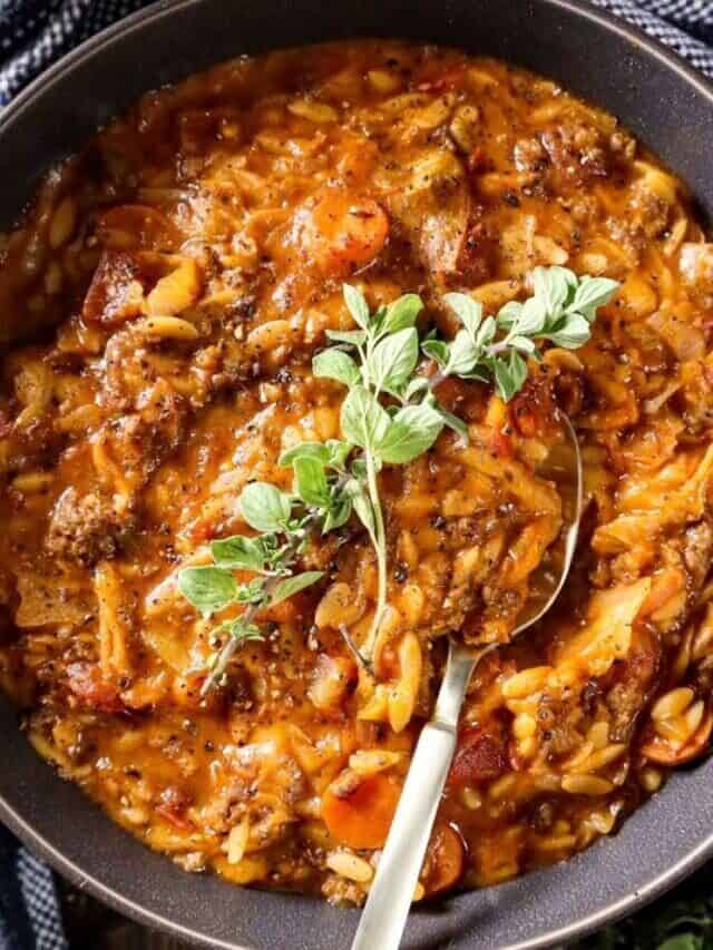 Creamy Cabbage & Orzo Stew