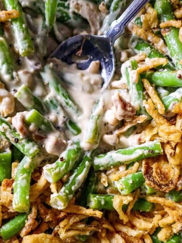 Bacon & Goat Cheese Green Bean Casserole