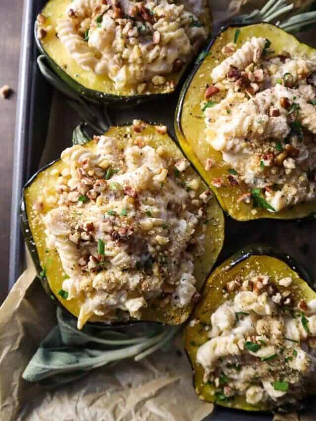 White Cheddar Mac & Cheese Stuffed Acorn Squash