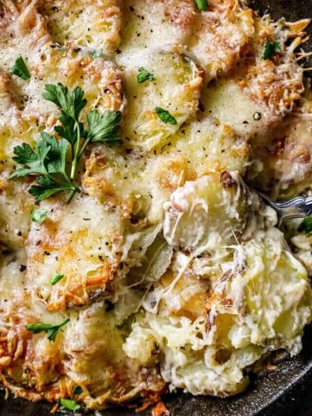Cheesy Asiago, Mozzarella, and Parmesan Scalloped Potatoes