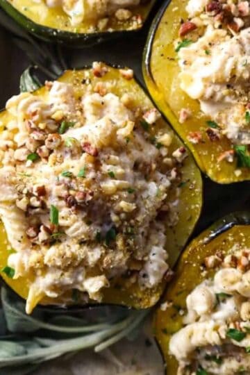 stuffed acorn squash with mac and cheese