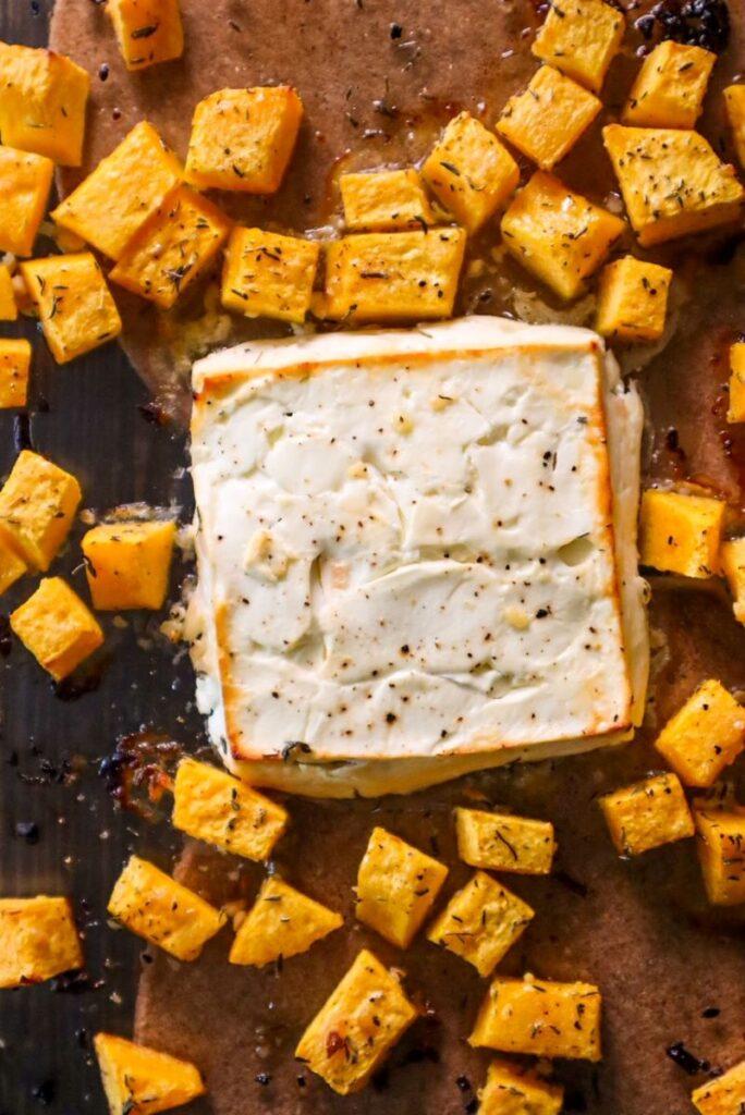 baked butternut squash and feta