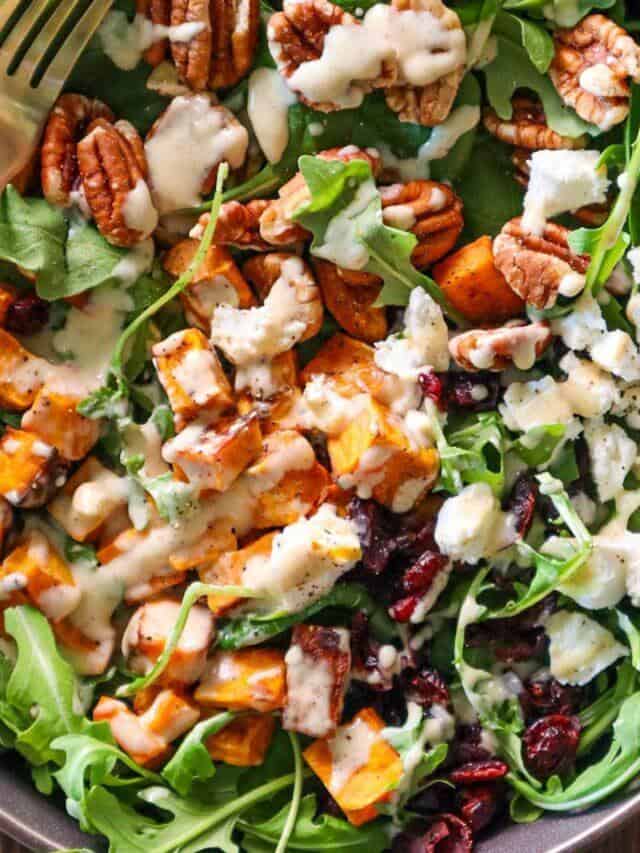 Roasted Sweet Potato Salad with Honey Cinnamon Dijon Dressing