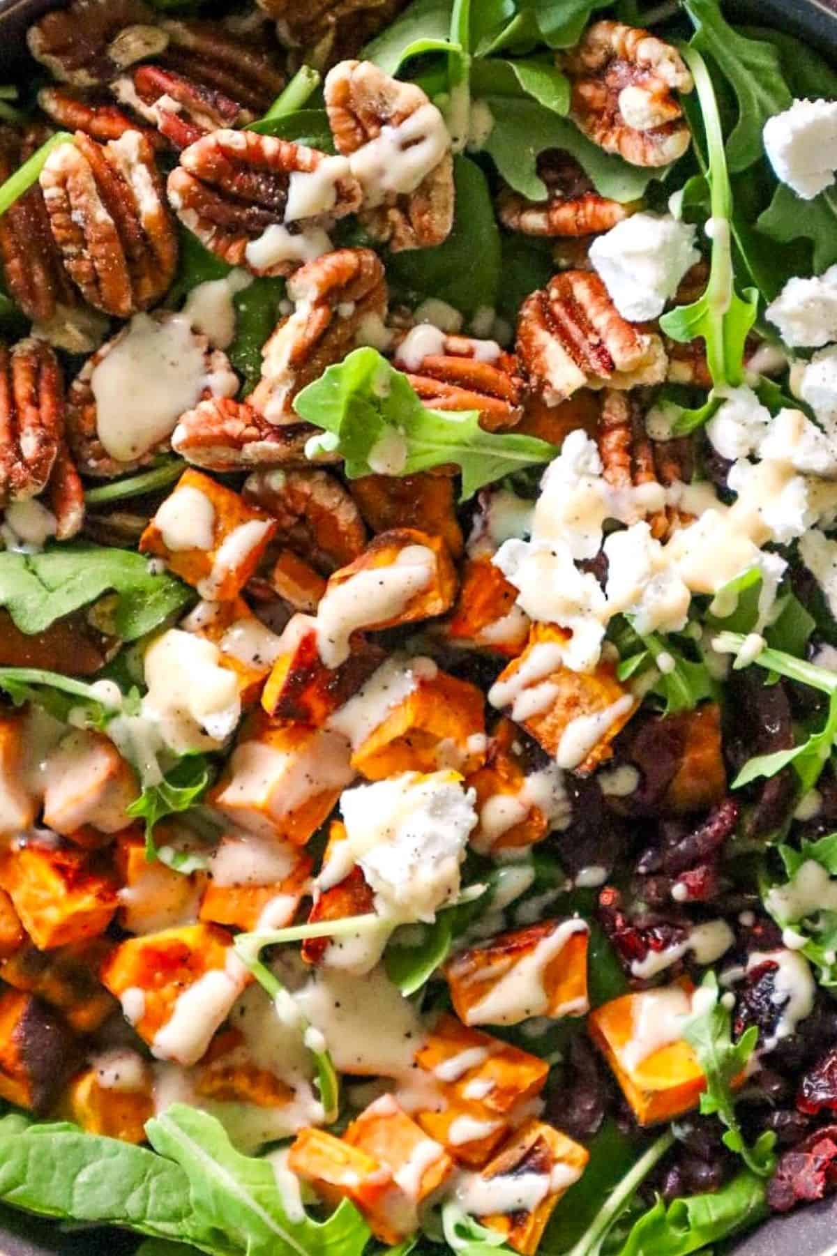 roasted sweet potato spinach salad