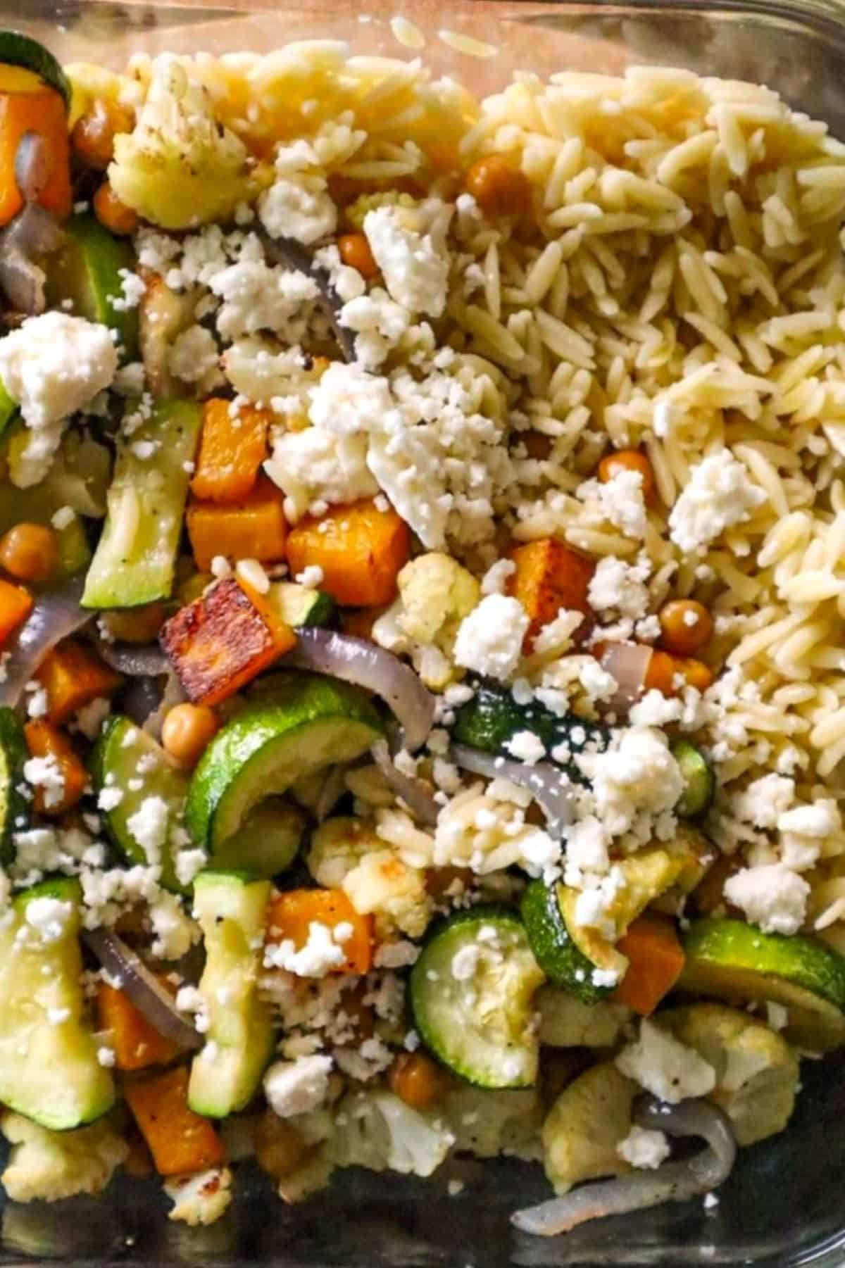 roasted vegetable chickpea orzo