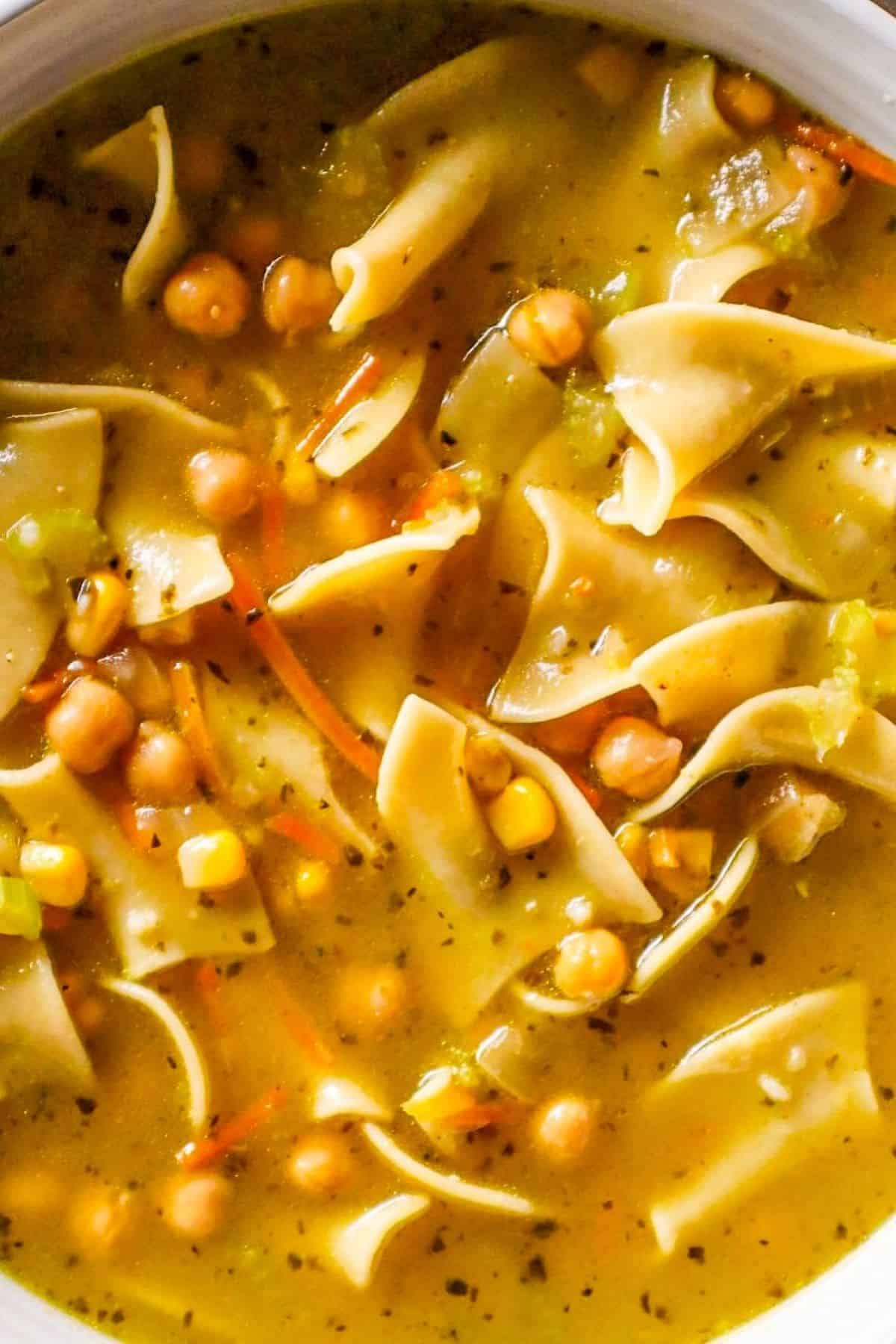 vegan chickpea noodle soup