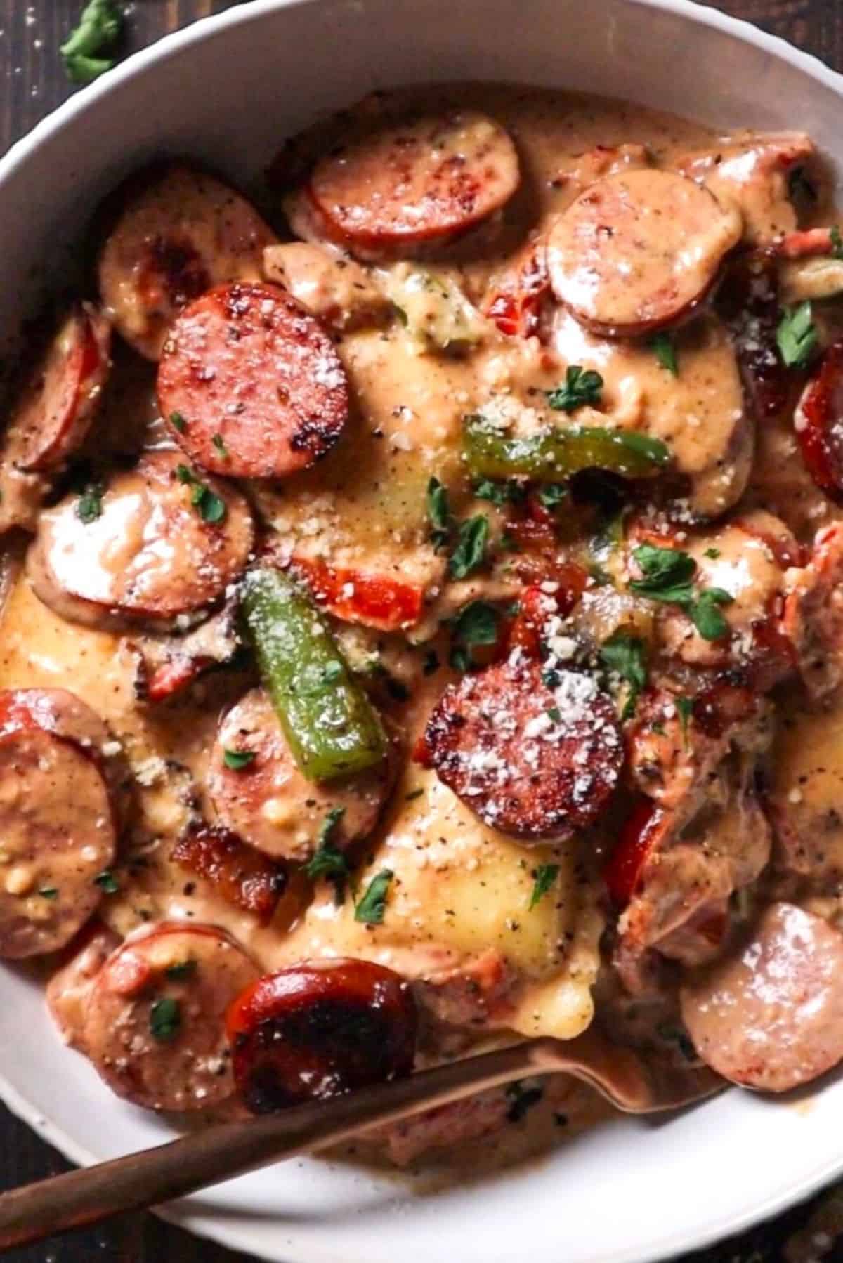 cajun sauce ravioli sausage and pepper