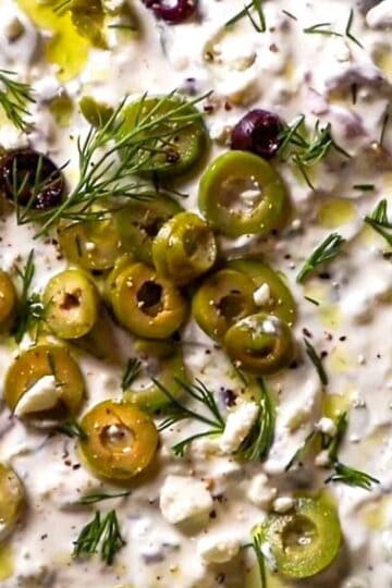 greek yogurt dip with olives