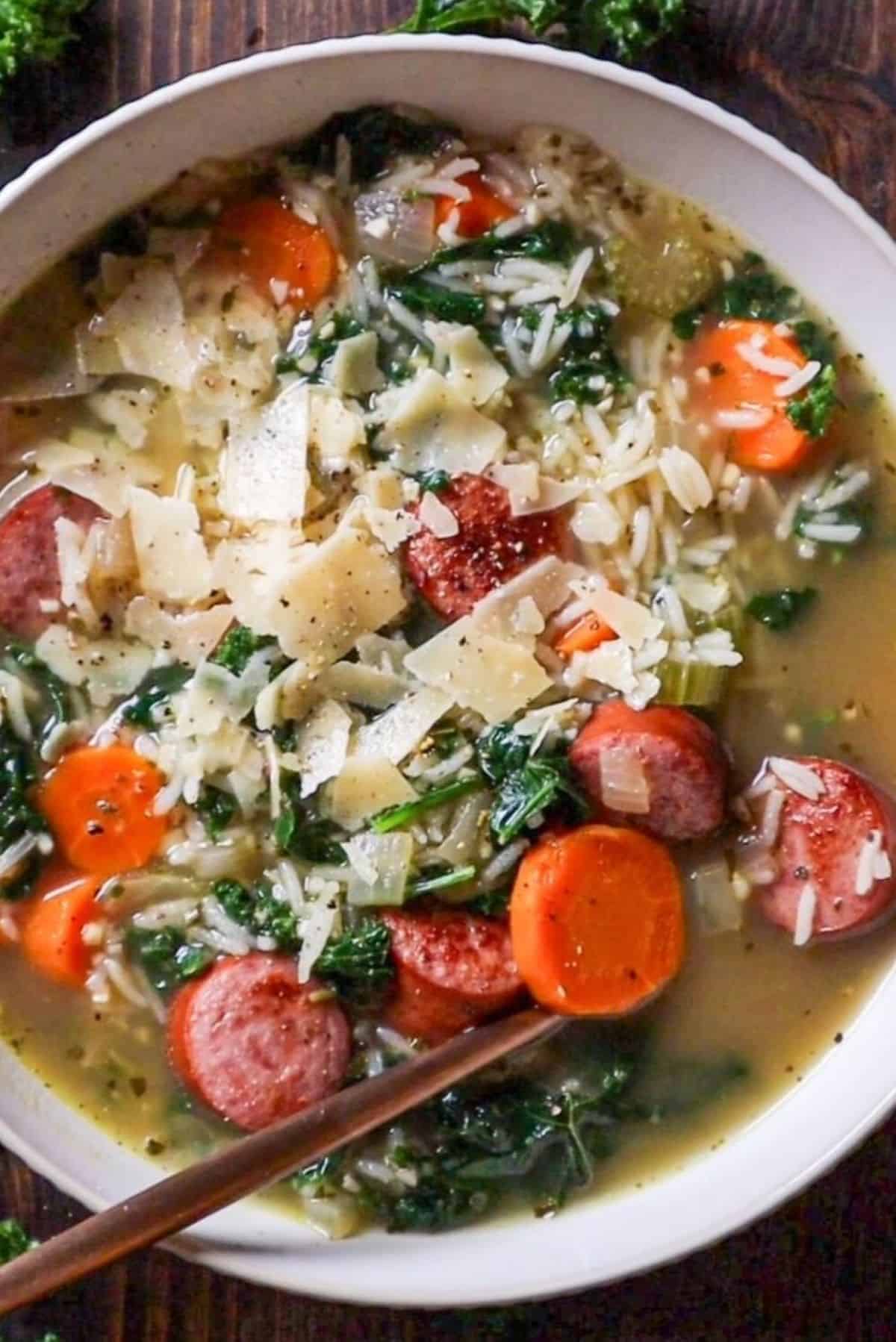 kielbasa kale and rice soup