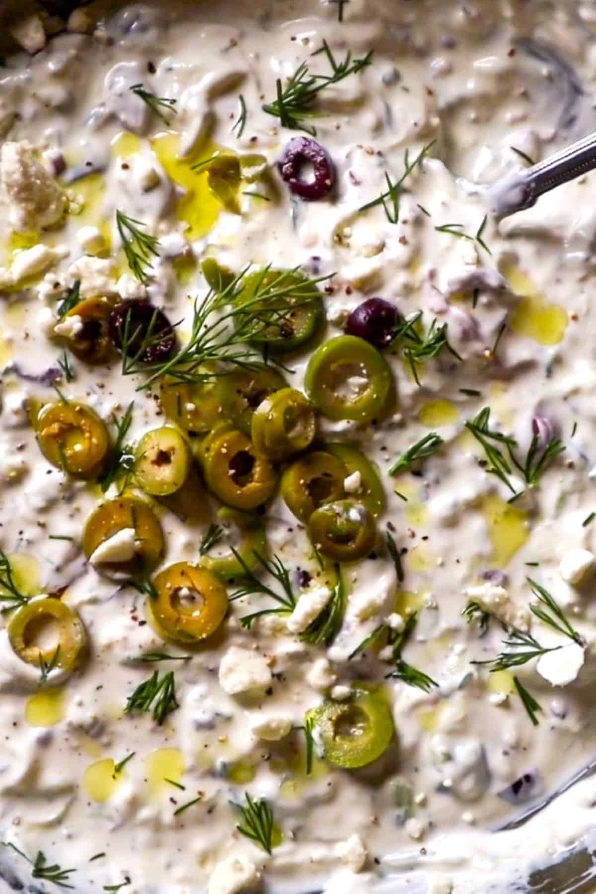 olive dip with greek yogurt