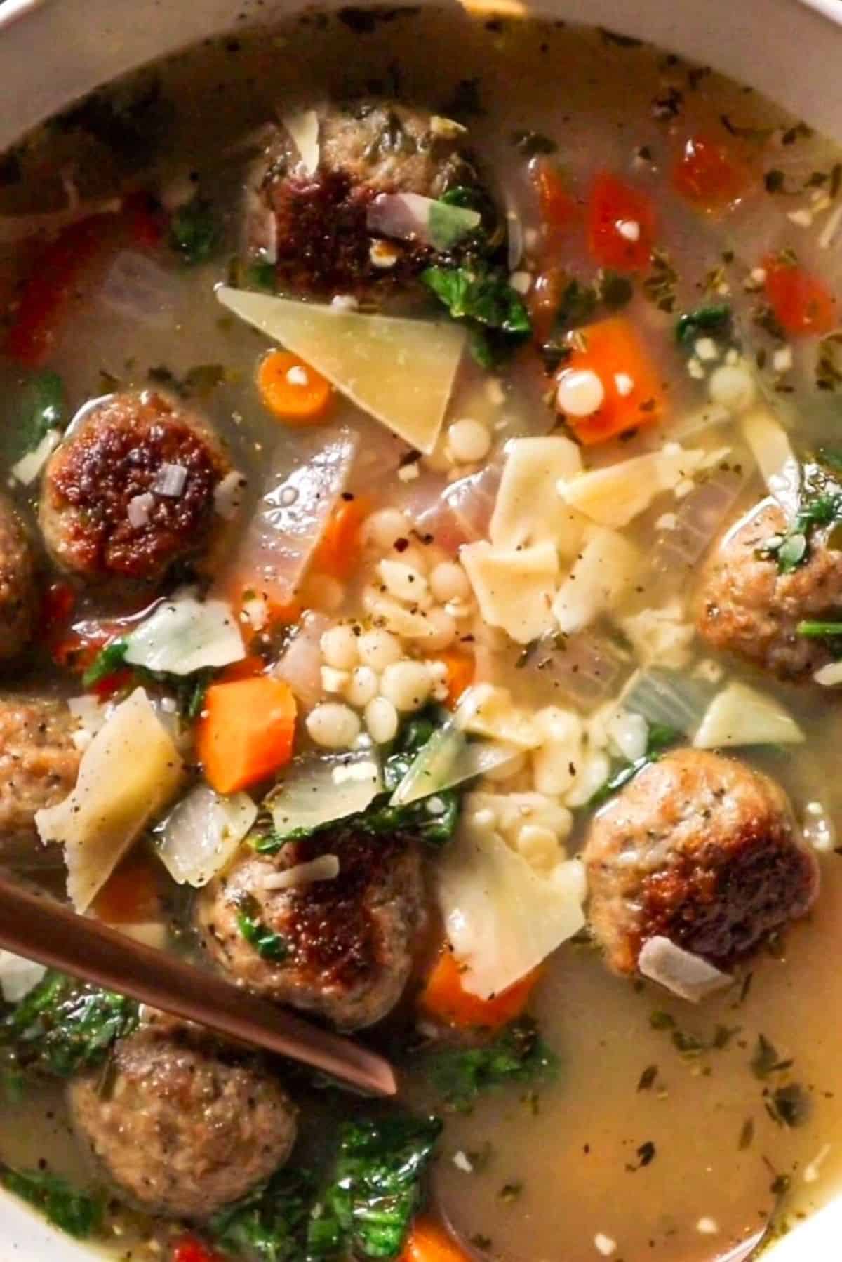 meatball and couscous soup