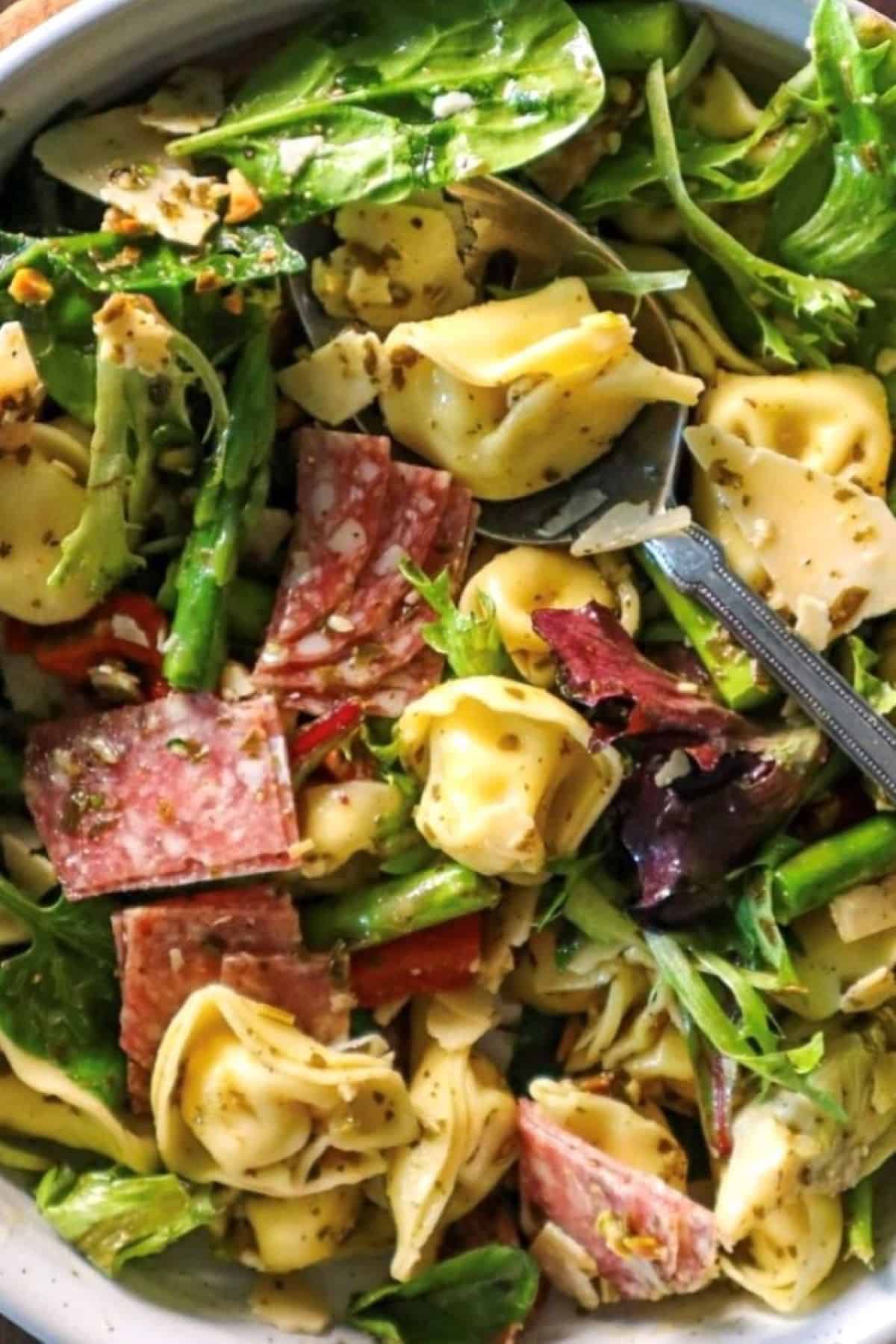 tuscan style tortellini pesto pasta salad