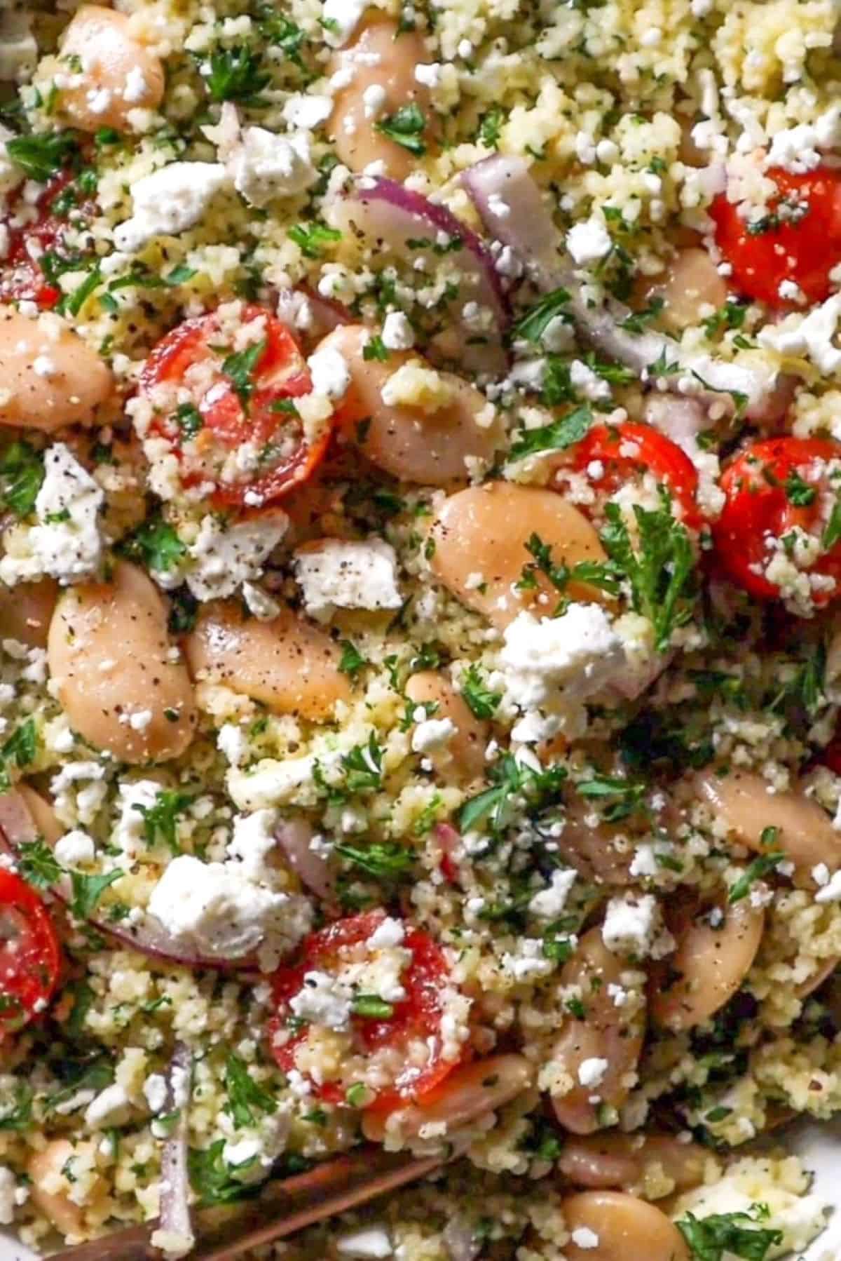 vegetable couscous salad with butter beans