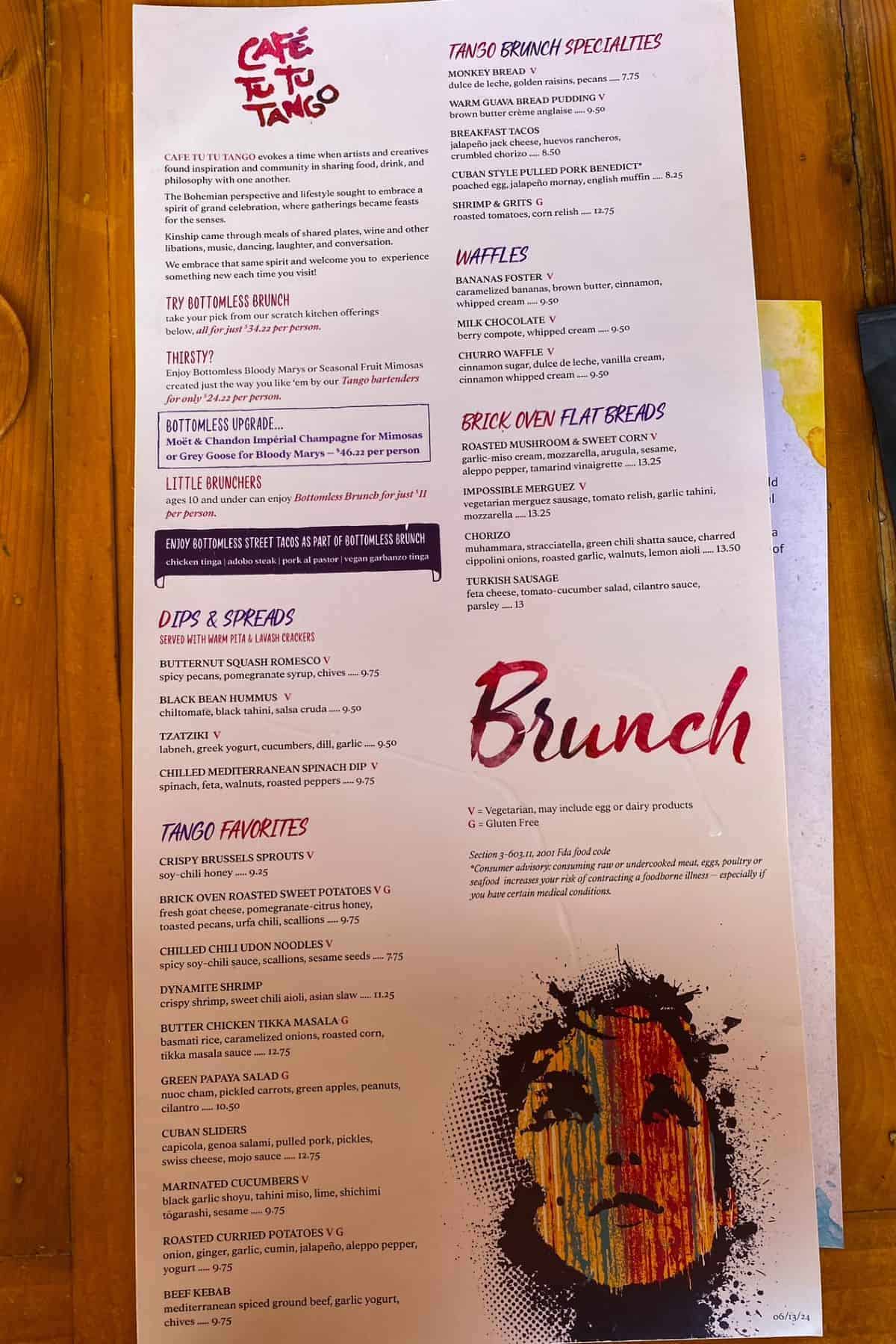 cafe tu tu tango orlando brunch menu