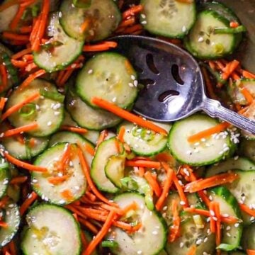 carrot cucumber salad with garlic honey soy sauce