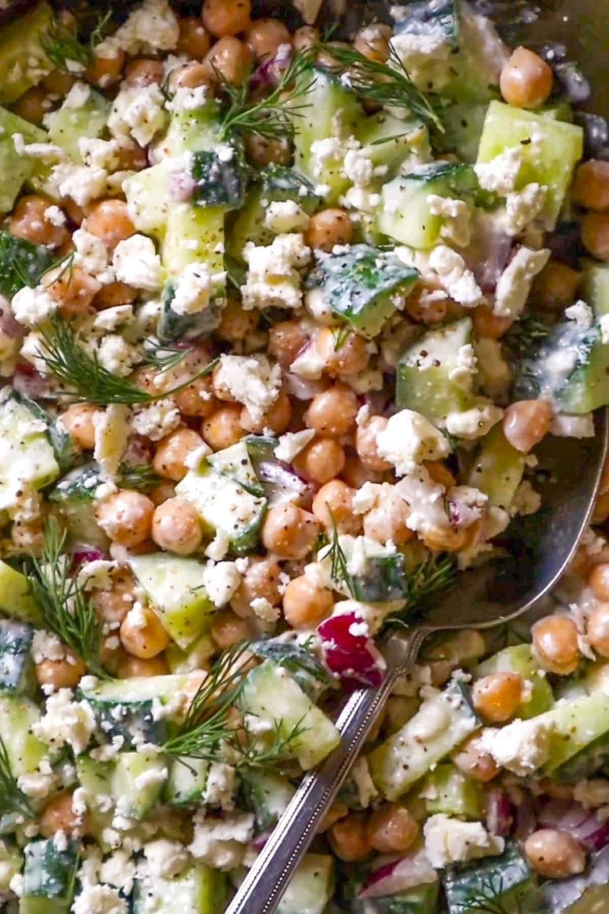 chickpea cucumber feta salad