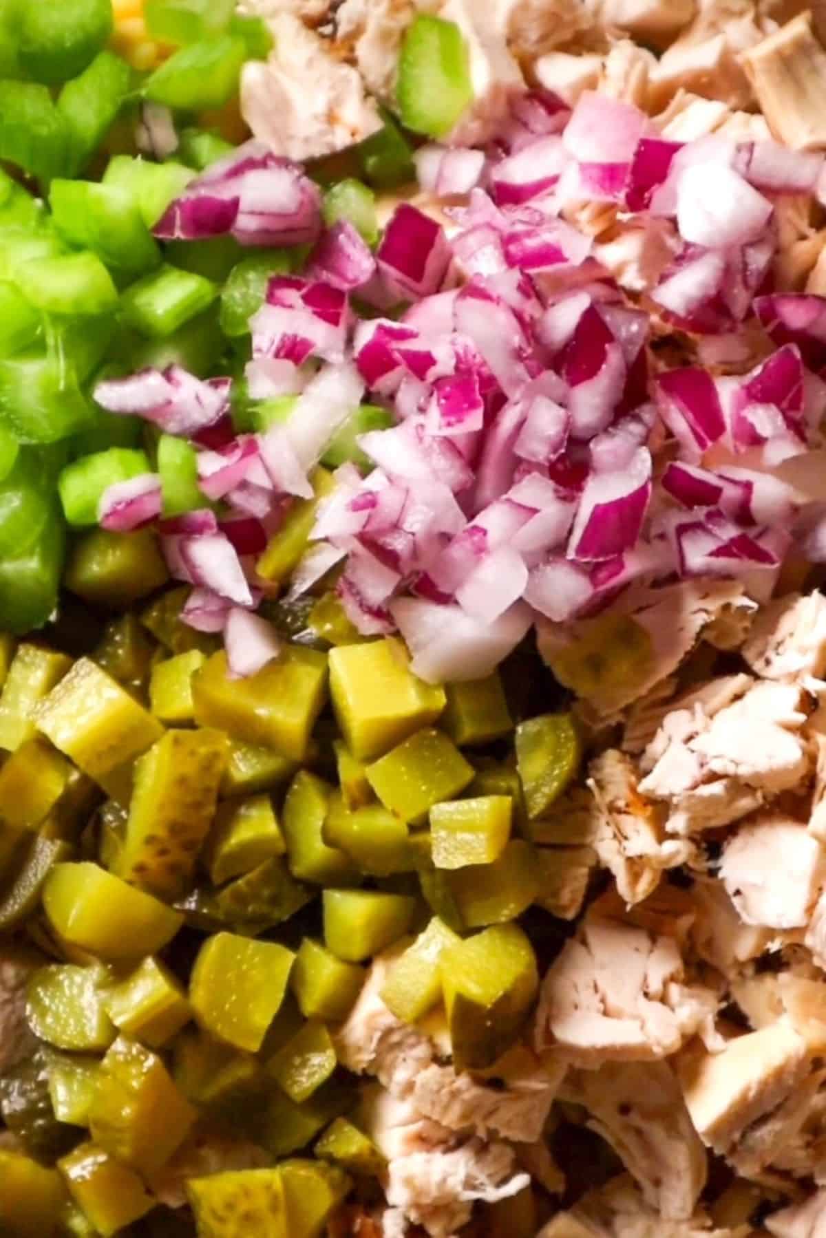 dill pickle chicken macaroni salad base ingredients