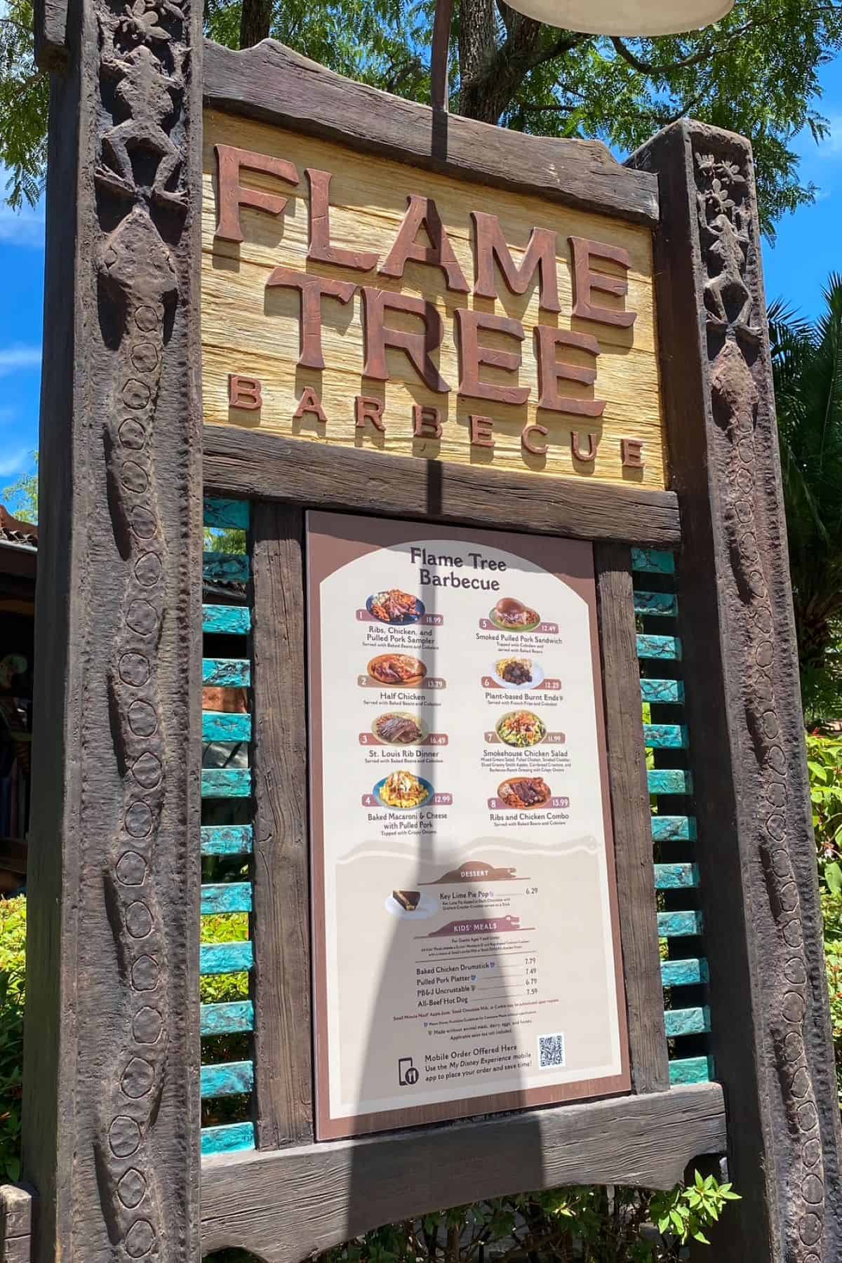 flame tree barbecue exterior menu