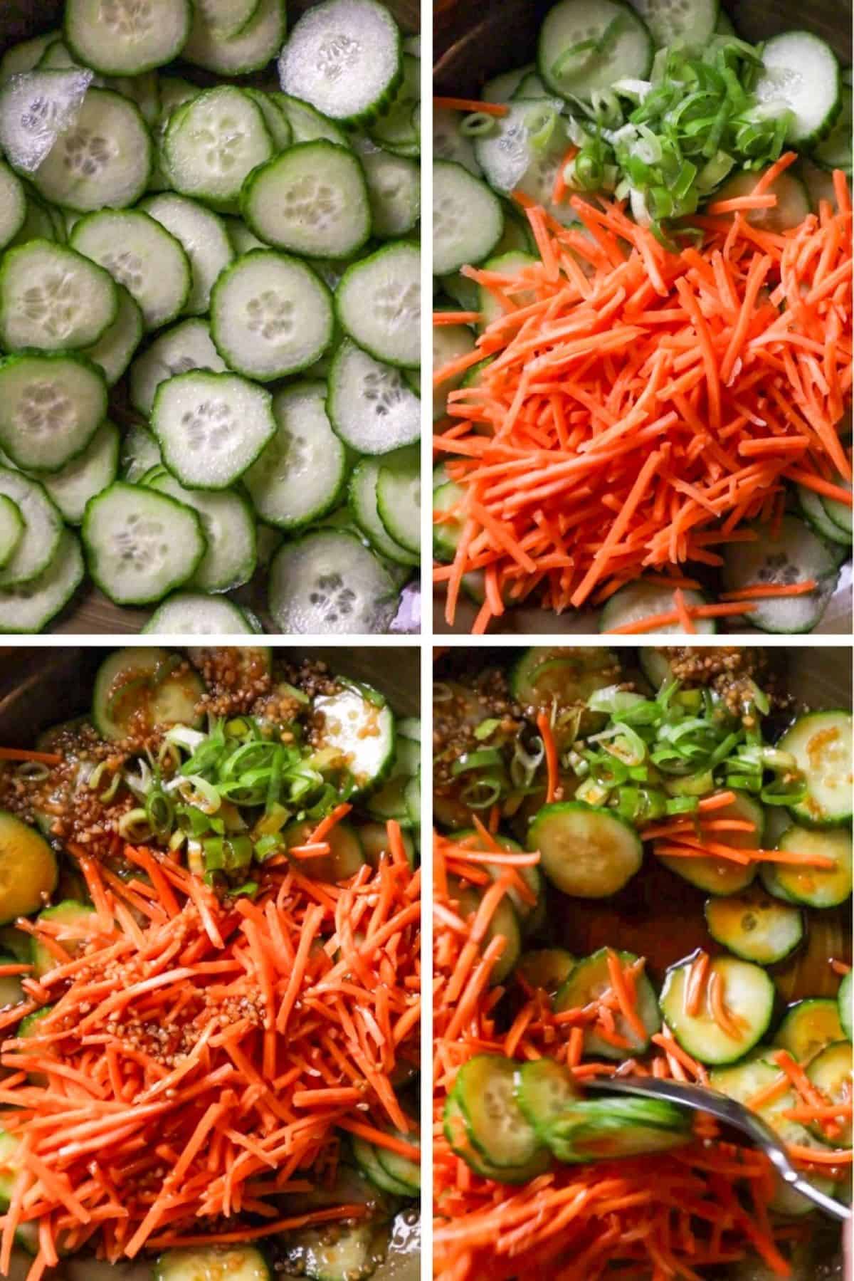 how to make carrot cucumber salad with garlic honey soy sauce