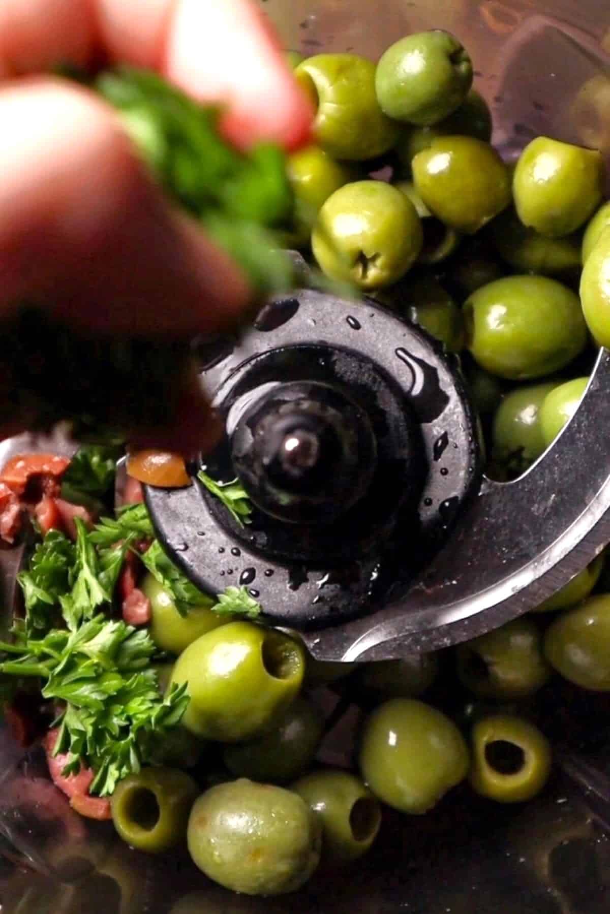 green olives with parsley and capers