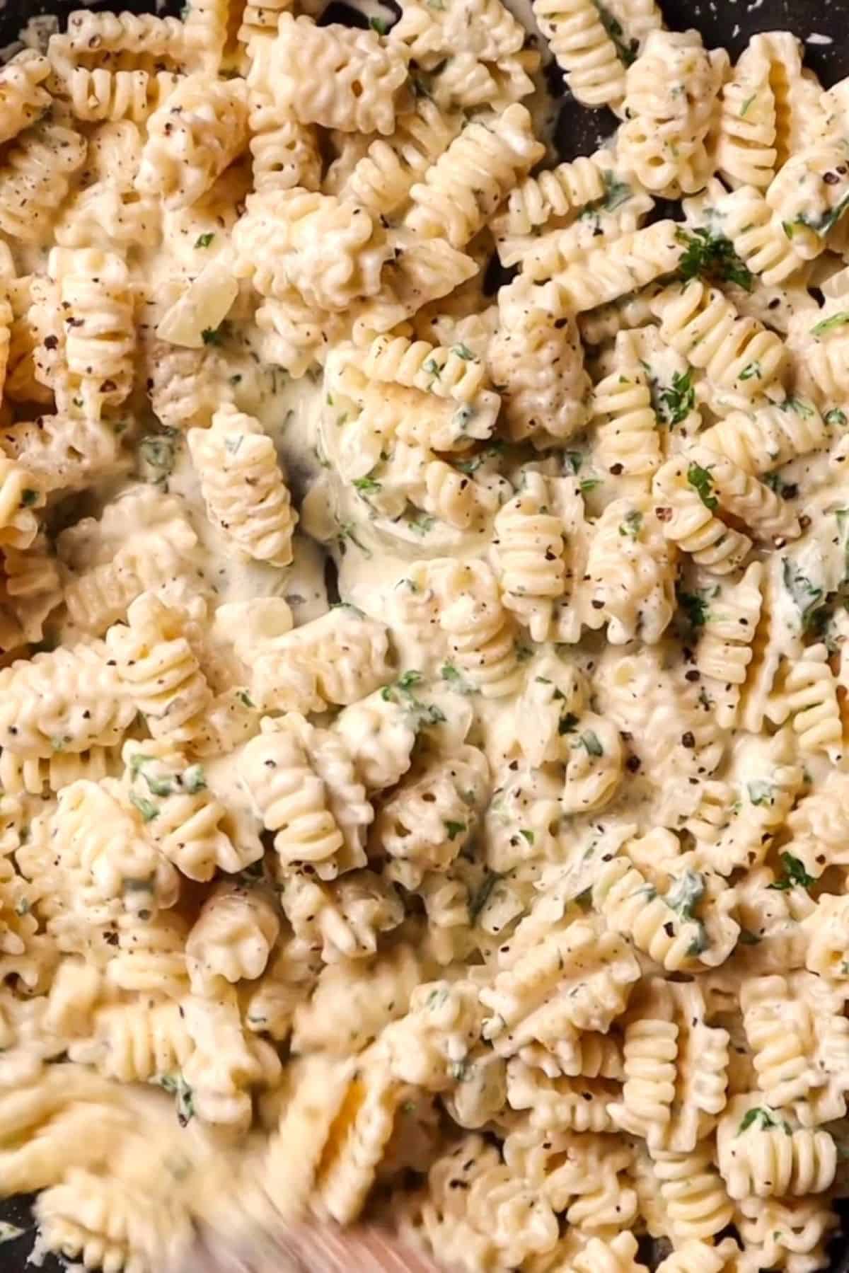 pasta and garlic and herb boursin cheese