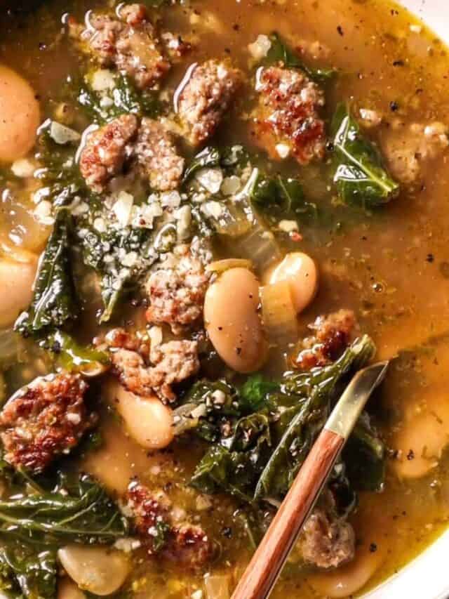 100 30 Minute Meals #2: Sausage Kale & White Bean Soup
