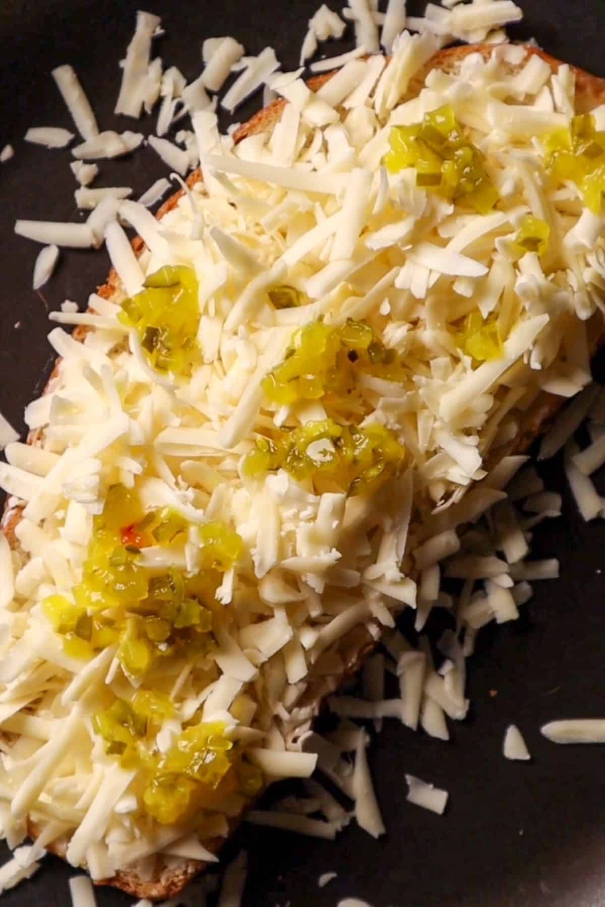 sourdough with cheese and pickle relish