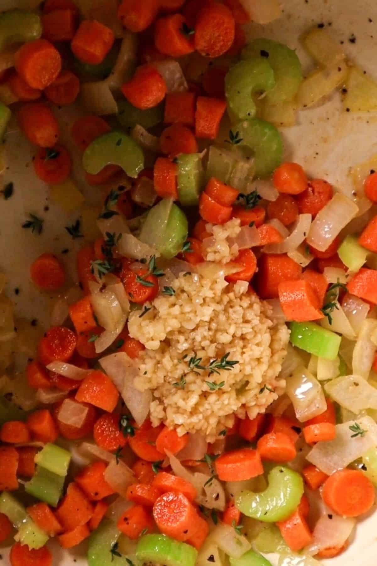 carrots celery onions garlic and thyme