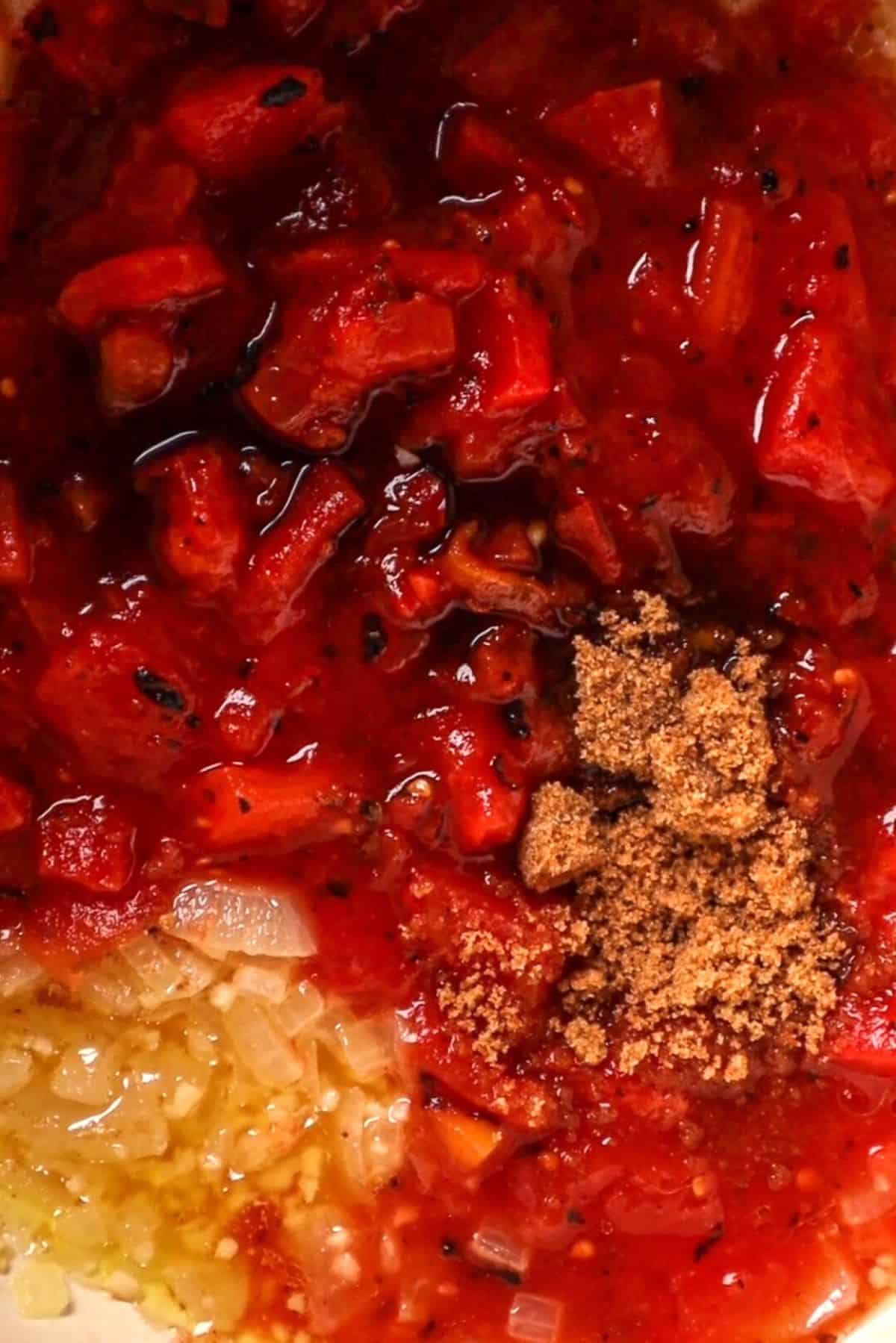 diced tomatoes garlic onions and brown sugar