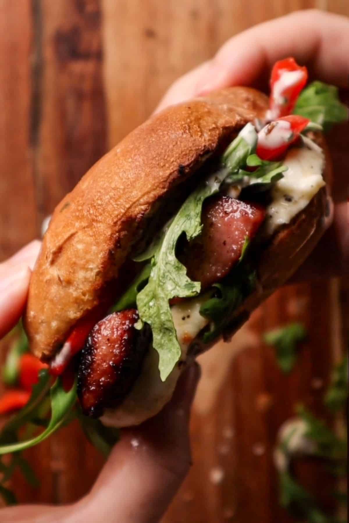 italian style smoked sausage sandwich