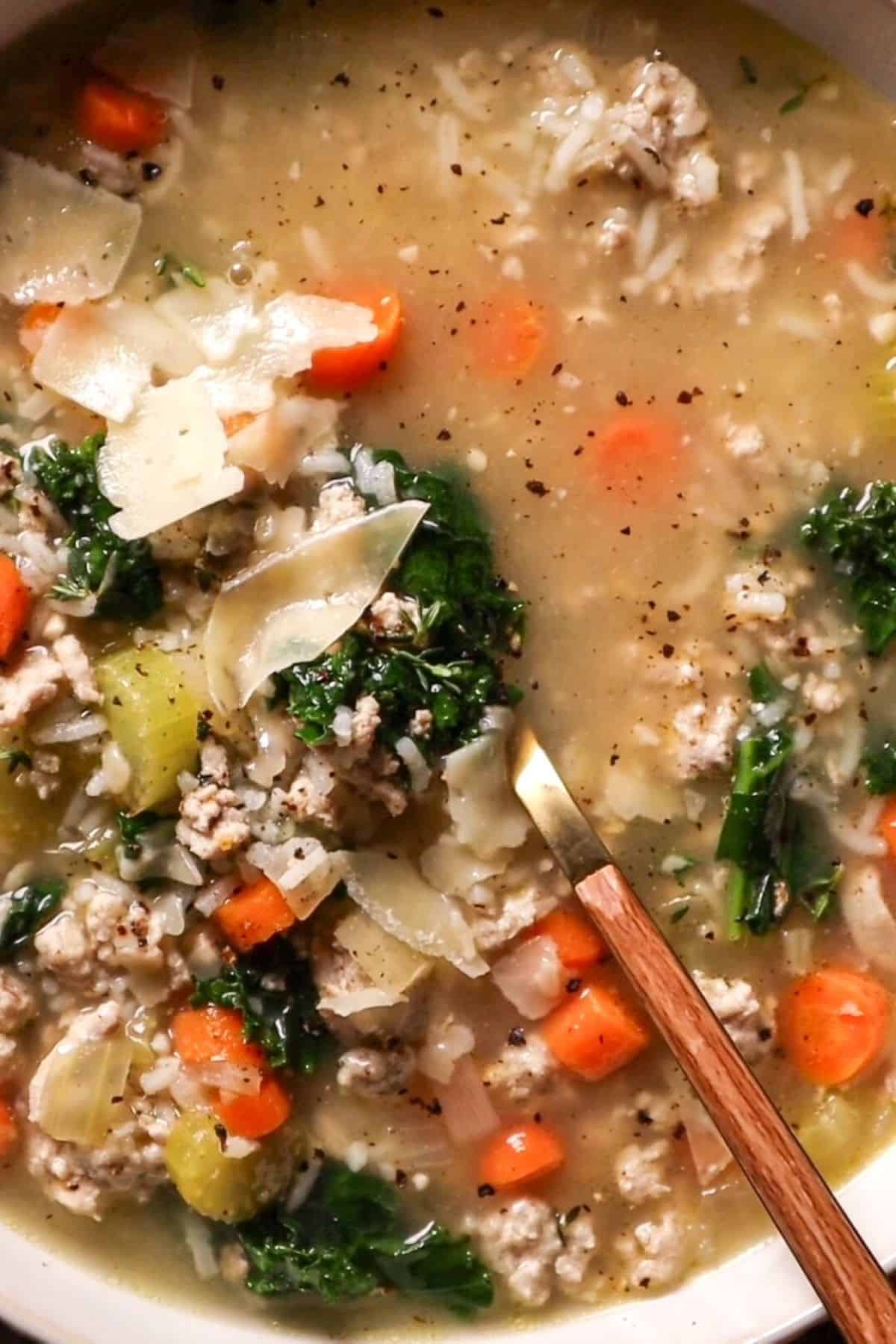 soup with ground turkey and rice