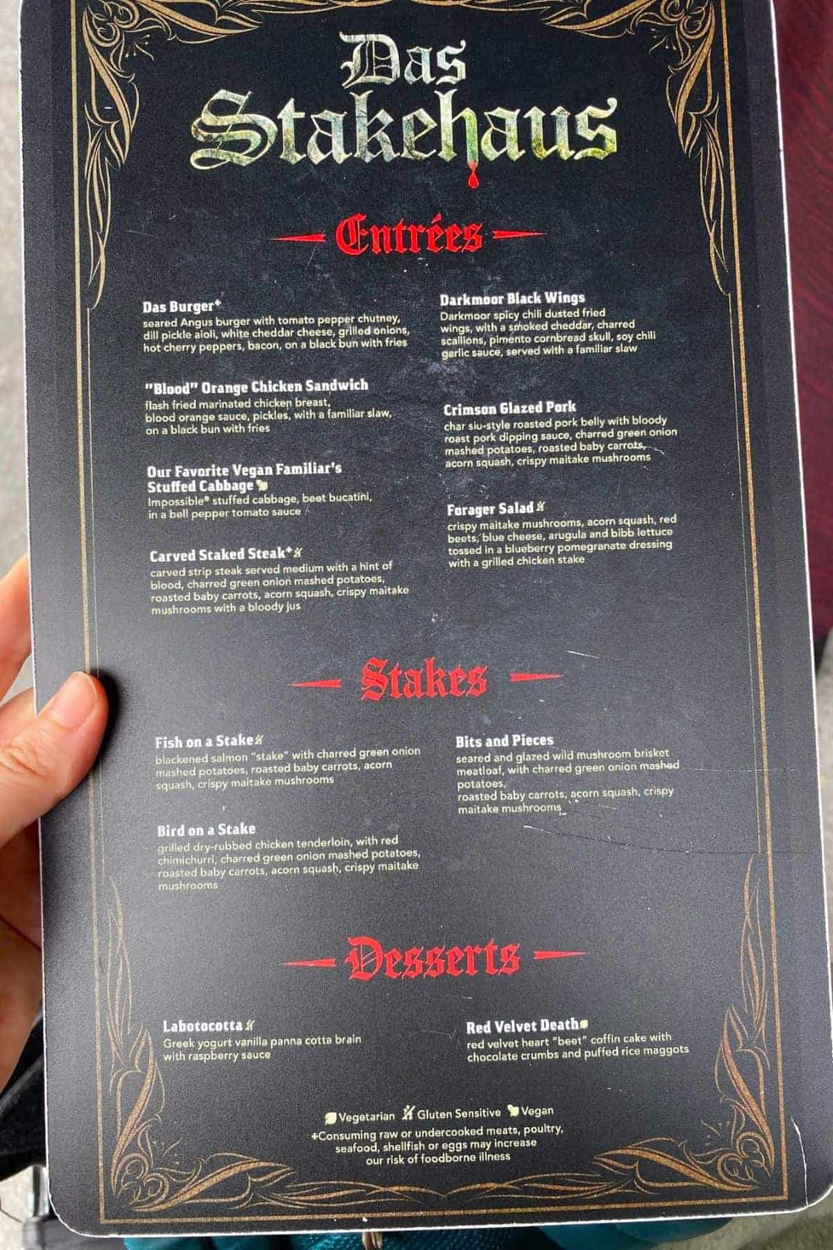 epic universe das stakehaus menu front
