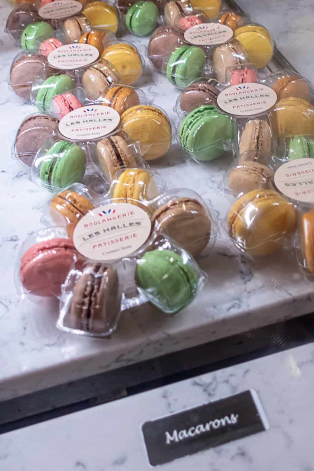 les halles pre packaged macarons