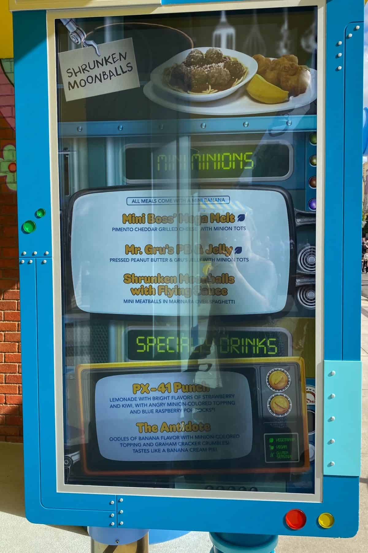 minions cafe exterior menu universal studios