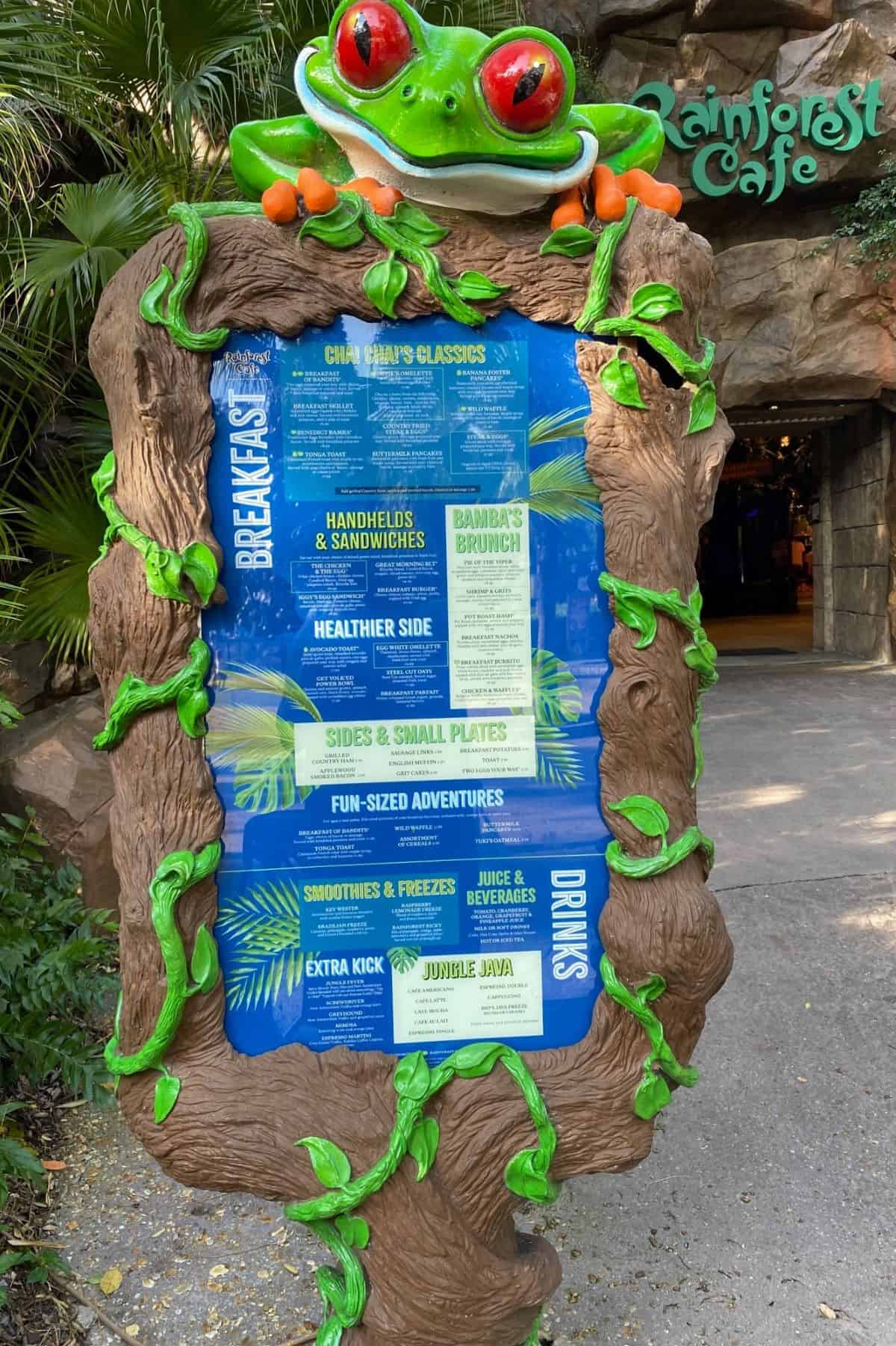 rainforest cafe exterior menu decor