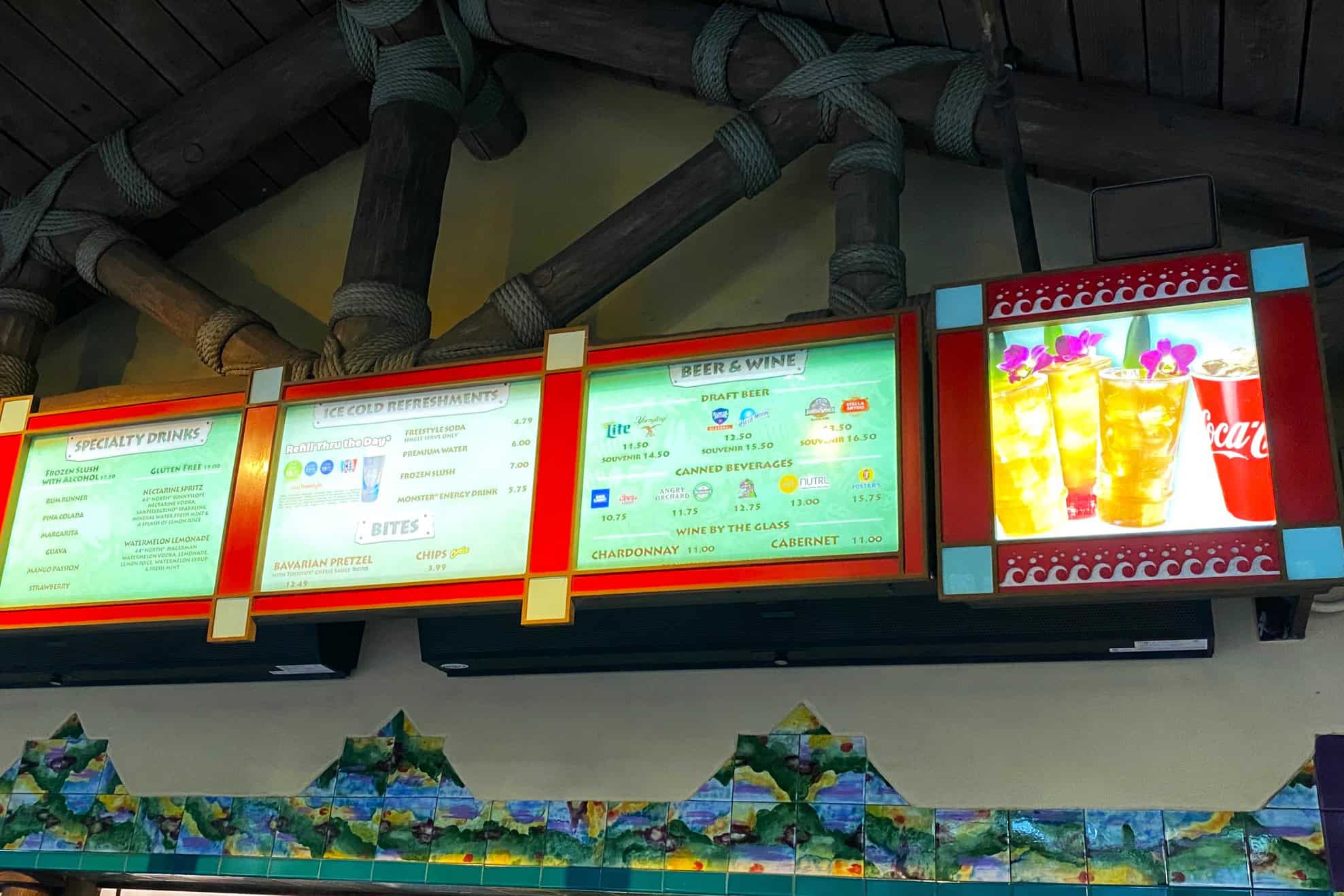 the watering hole bar menu