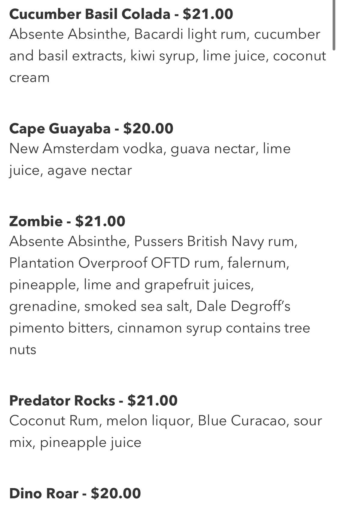 the watering hole universal menu