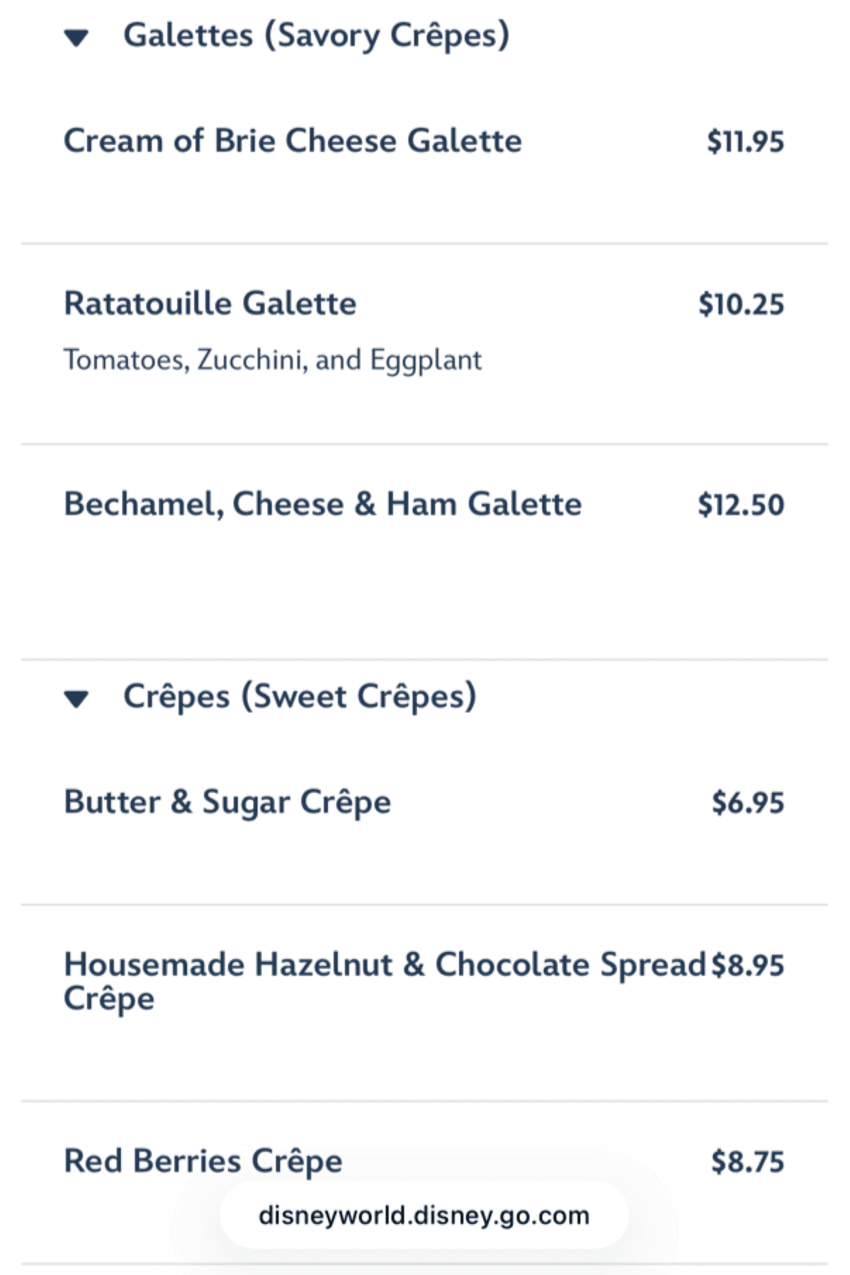 Crêpes À Emporter galette menu