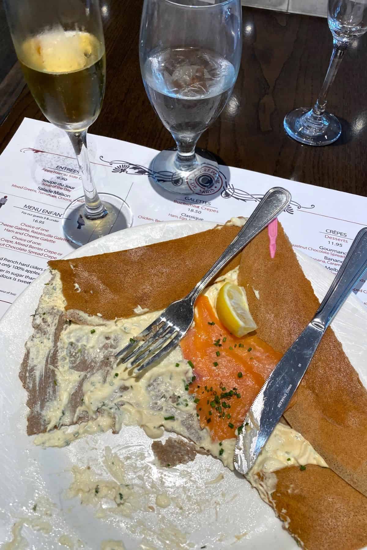 La Crêperie de Paris samoun galette with goat cheese