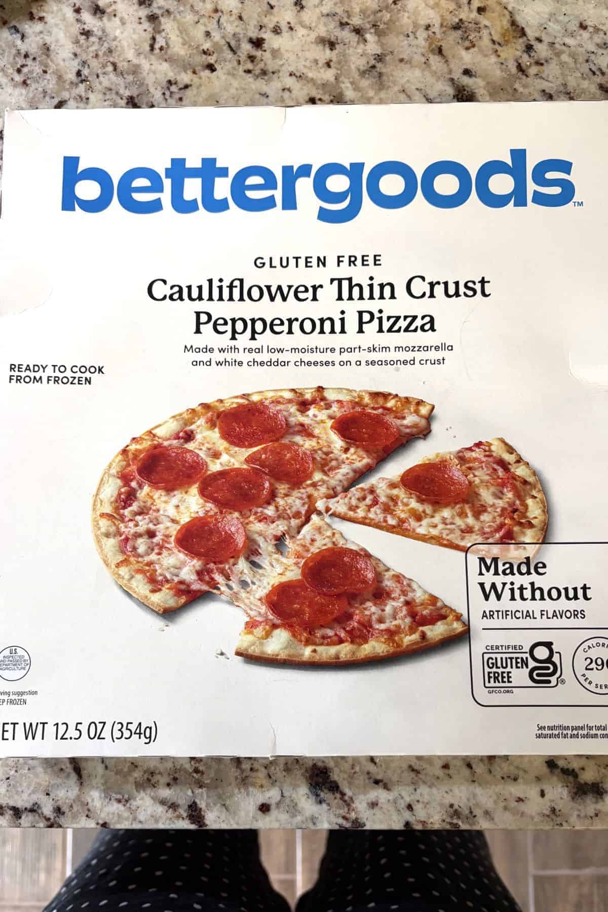 bettergoods gluten free cauliflower thin crust pepperoni pizza