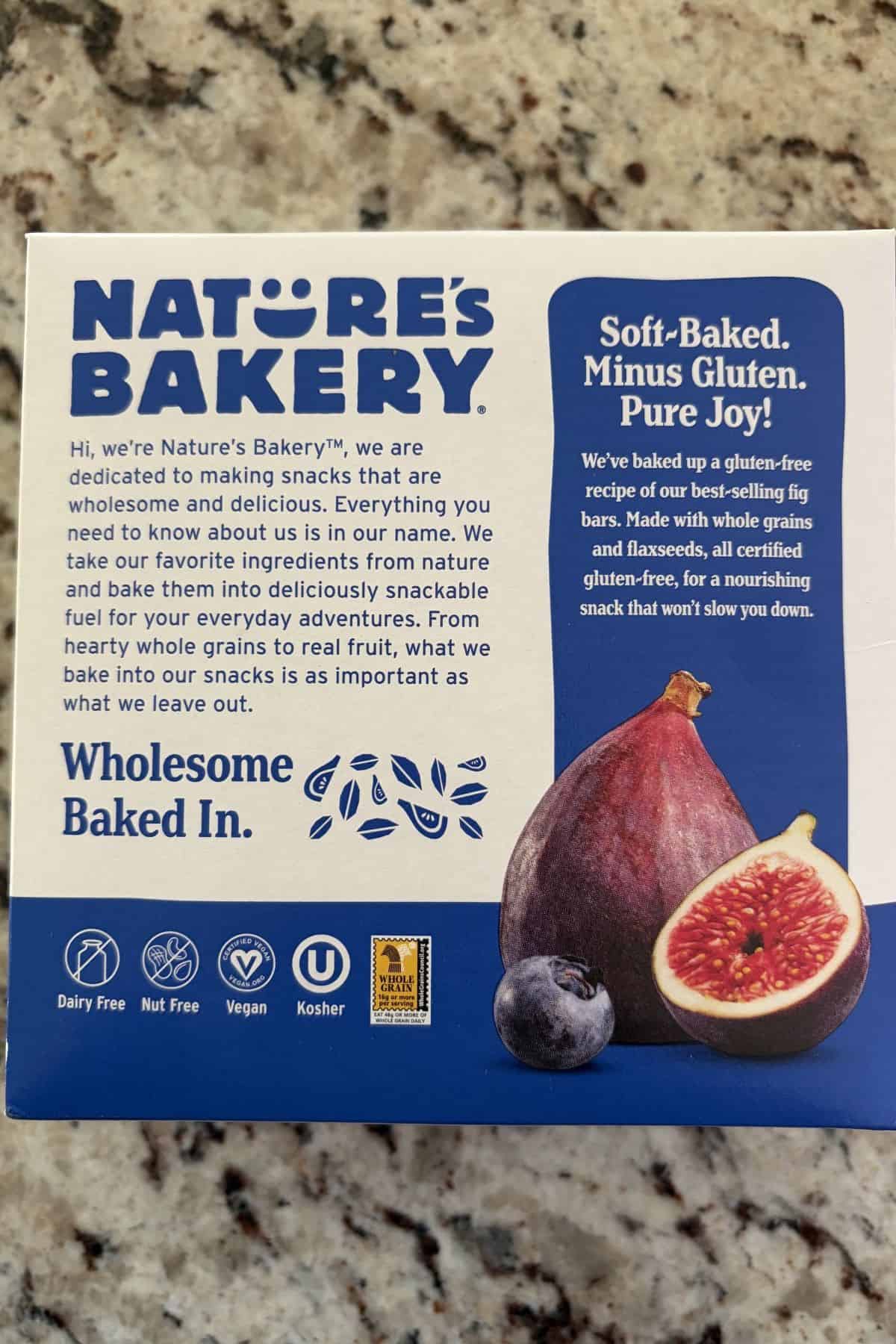 natures bakery gluten free fig bars back of box
