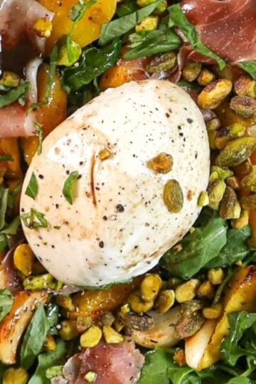 roasted peach and burrata salad