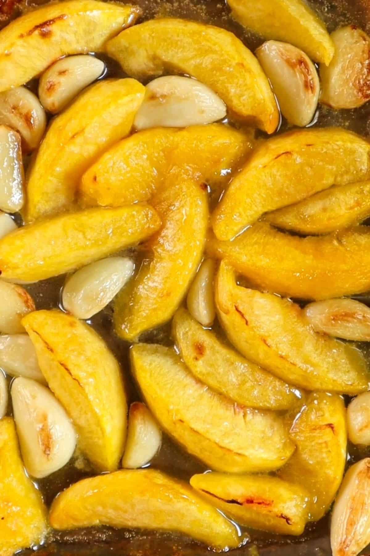 roasted peaches and garlic