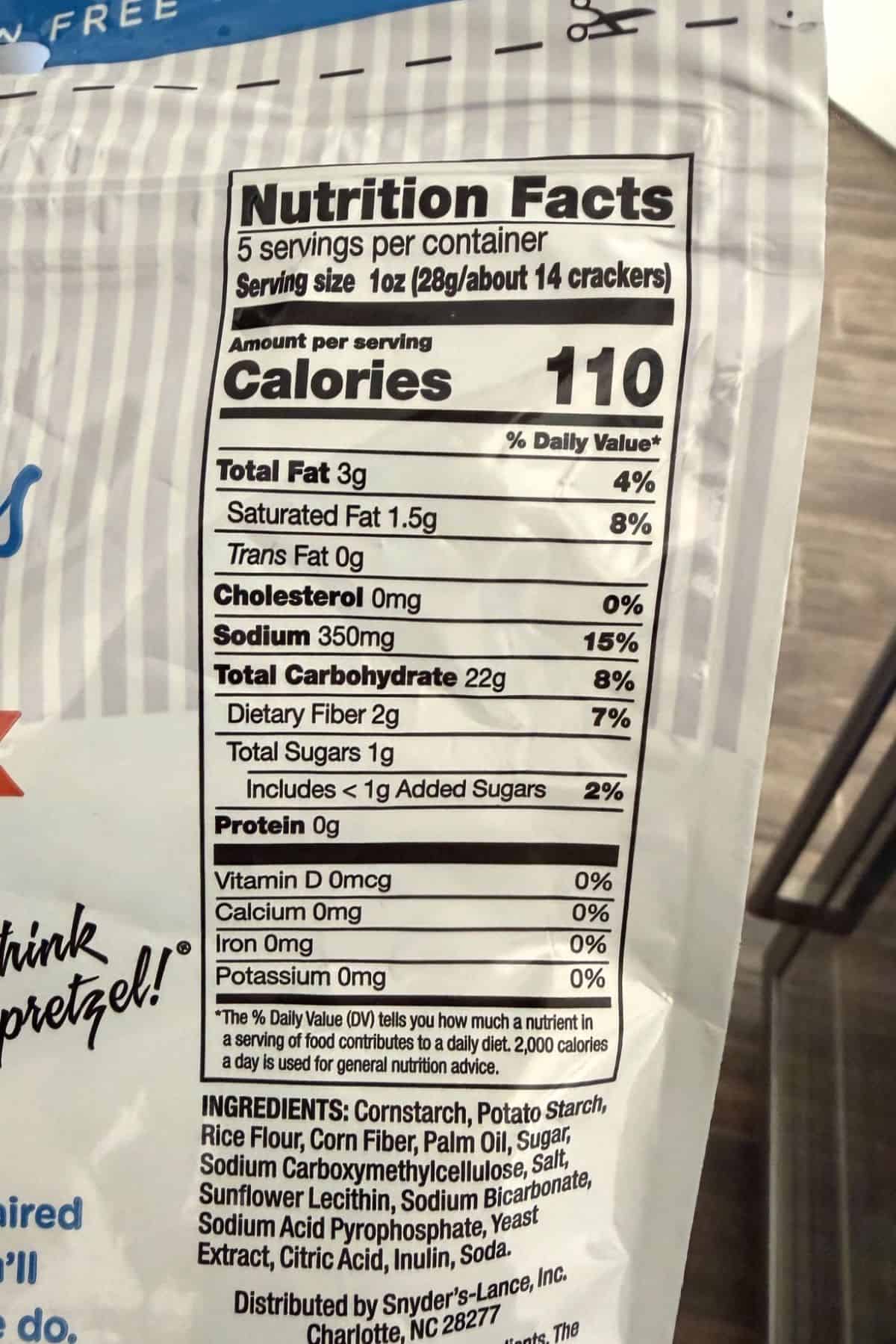 snack factory gluten free pretzel crisps nutrition and ingredients