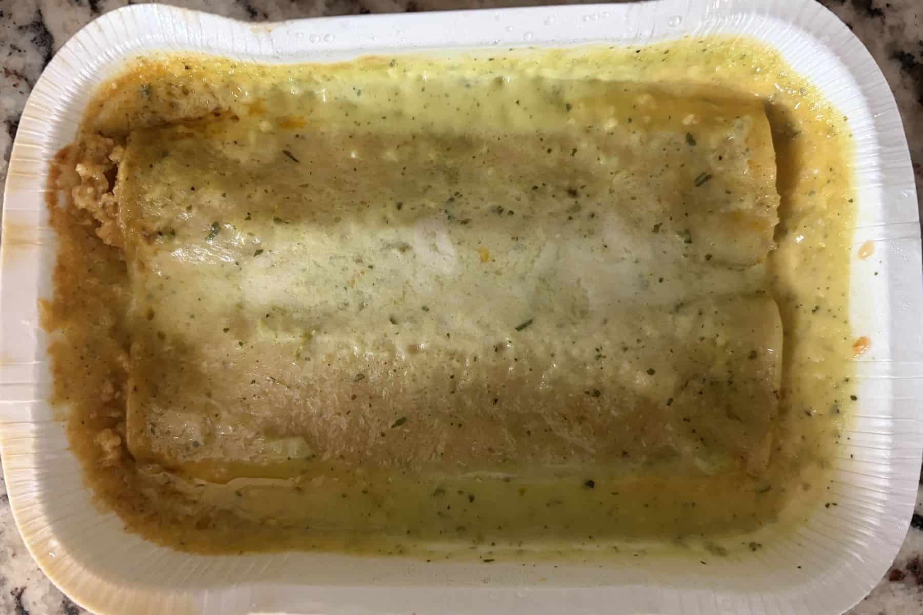 Amy's Frozen Meal Roasted Poblano Enchilada Gluten Free Microwave Meal cooked