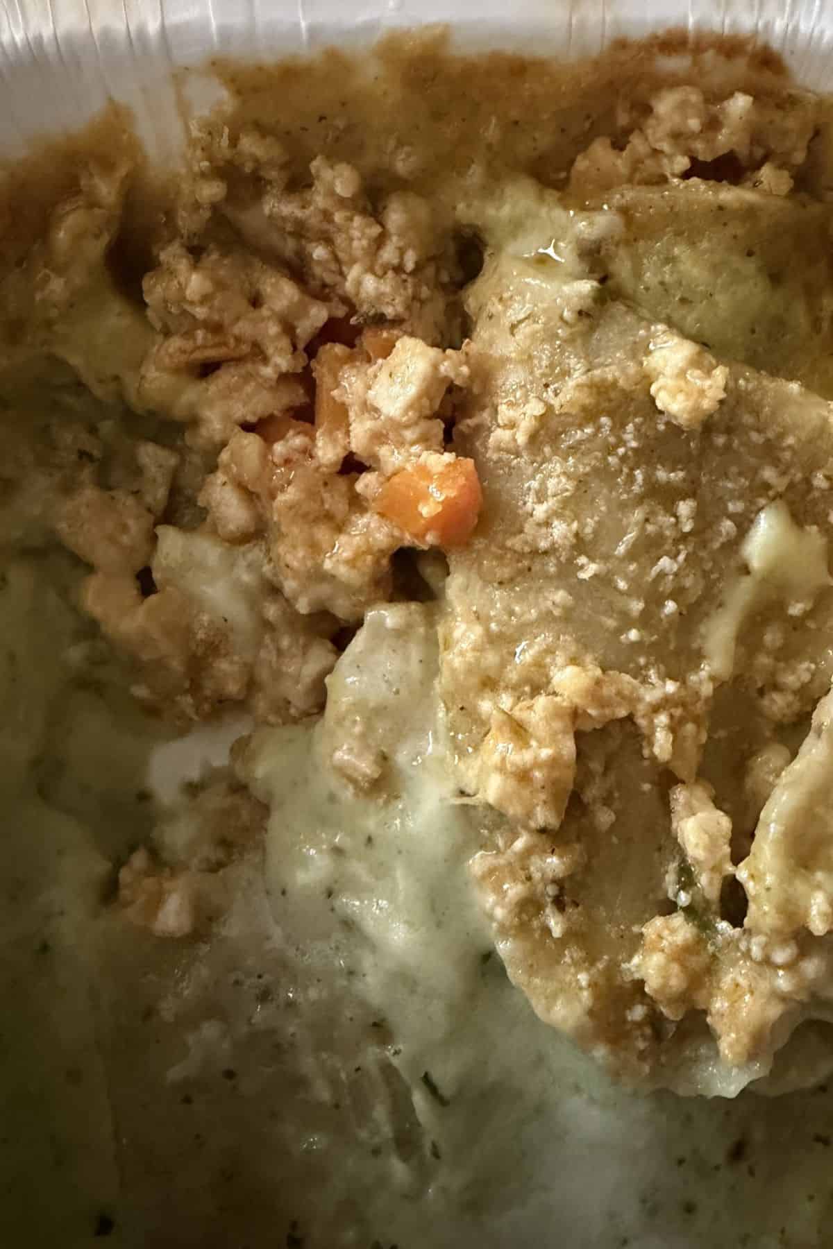 Amy's Frozen Meal Roasted Poblano Enchilada Gluten Free Microwave Meal filling